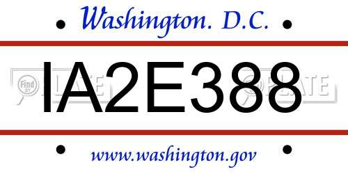 IA2E388 District Of Columbia License Plate