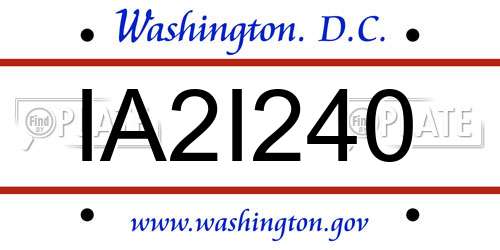 IA2I240 District Of Columbia License Plate
