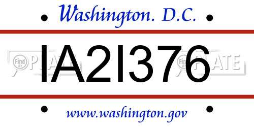 IA2I376 District Of Columbia License Plate