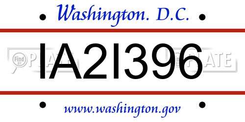 IA2I396 District Of Columbia License Plate