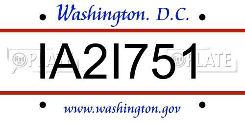 IA2I751 District Of Columbia License Plate