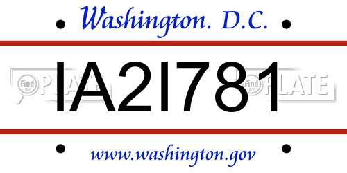 IA2I781 District Of Columbia License Plate