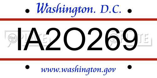 IA2O269 District Of Columbia License Plate