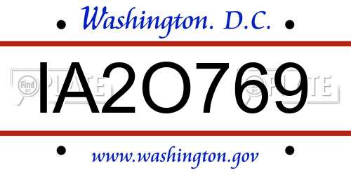 IA2O769 District Of Columbia License Plate