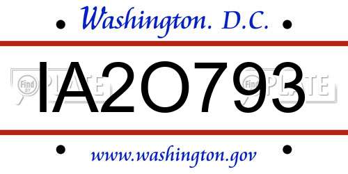 IA2O793 District Of Columbia License Plate