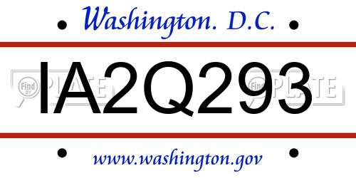 IA2Q293 District Of Columbia License Plate