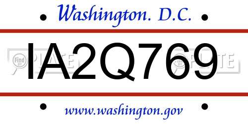 IA2Q769 District Of Columbia License Plate