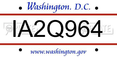 IA2Q964 District Of Columbia License Plate