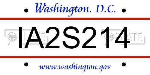 IA2S214 District Of Columbia License Plate