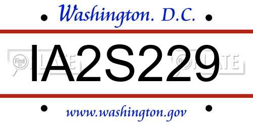 IA2S229 District Of Columbia License Plate