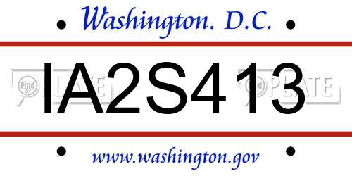 IA2S413 District Of Columbia License Plate
