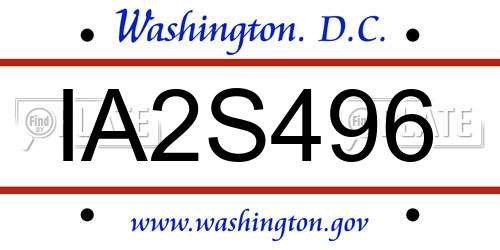 IA2S496 District Of Columbia License Plate