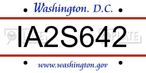 IA2S642 District Of Columbia License Plate