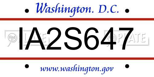 IA2S647 District Of Columbia License Plate