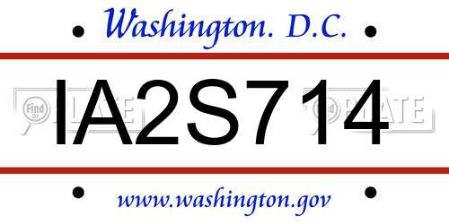 IA2S714 District Of Columbia License Plate