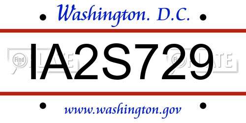 IA2S729 District Of Columbia License Plate