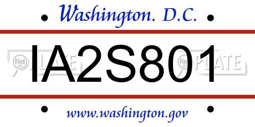IA2S801 District Of Columbia License Plate