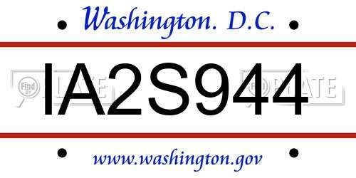IA2S944 District Of Columbia License Plate
