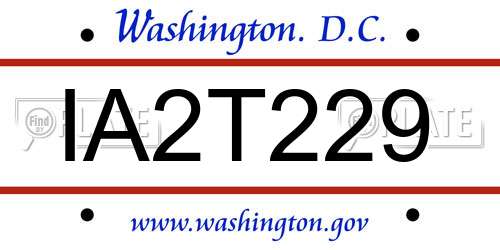 IA2T229 District Of Columbia License Plate