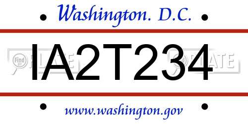 IA2T234 District Of Columbia License Plate