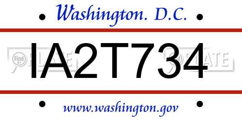 IA2T734 District Of Columbia License Plate