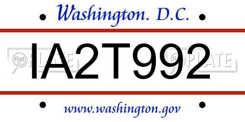 IA2T992 District Of Columbia License Plate