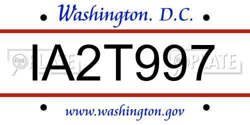 IA2T997 District Of Columbia License Plate