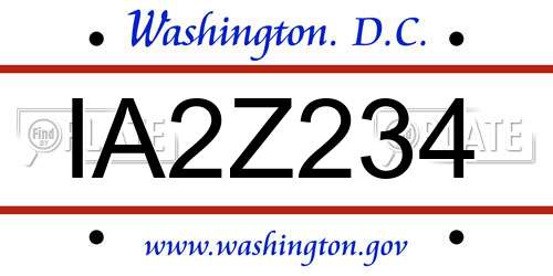 IA2Z234 District Of Columbia License Plate