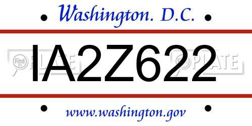 IA2Z622 District Of Columbia License Plate