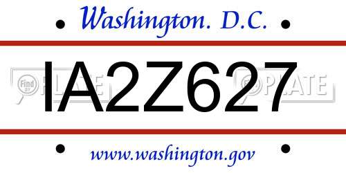 IA2Z627 District Of Columbia License Plate