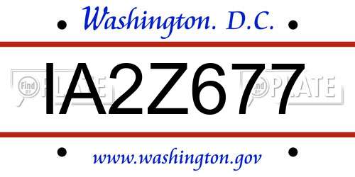 IA2Z677 District Of Columbia License Plate