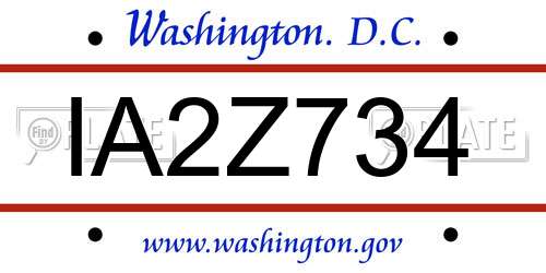 IA2Z734 District Of Columbia License Plate