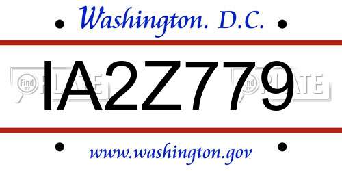 IA2Z779 District Of Columbia License Plate