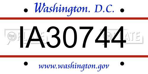 IA30744 District Of Columbia License Plate