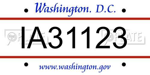 IA31123 District Of Columbia License Plate