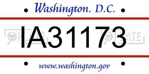 IA31173 District Of Columbia License Plate