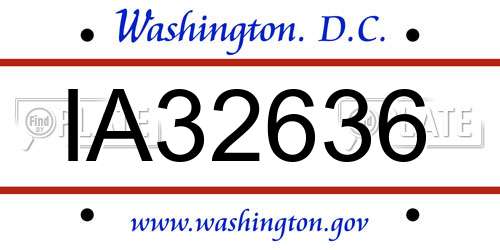 IA32636 District Of Columbia License Plate