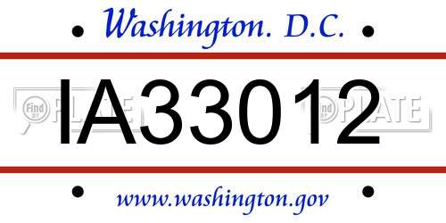 IA33012 District Of Columbia License Plate