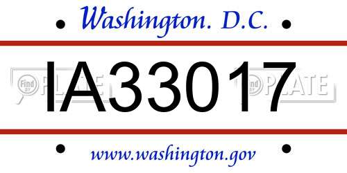 IA33017 District Of Columbia License Plate
