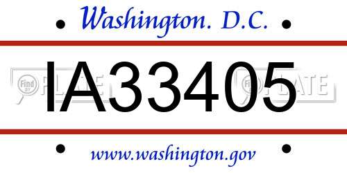 IA33405 District Of Columbia License Plate