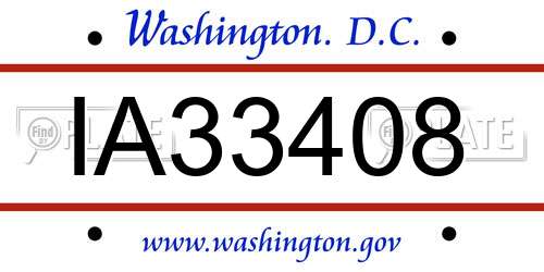 IA33408 District Of Columbia License Plate