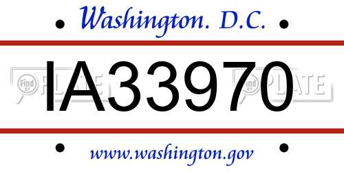 IA33970 District Of Columbia License Plate
