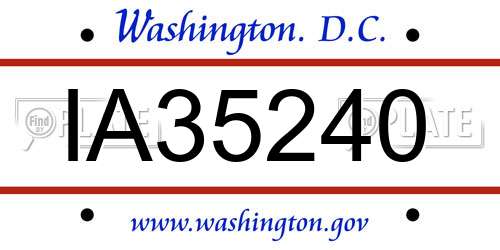 IA35240 District Of Columbia License Plate