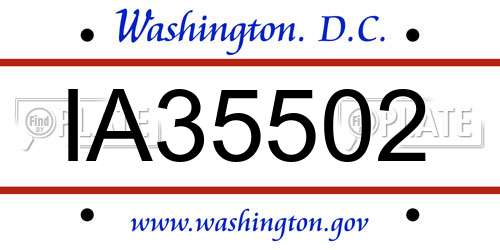 IA35502 District Of Columbia License Plate