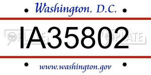 IA35802 District Of Columbia License Plate