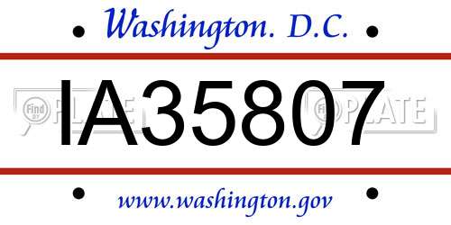 IA35807 District Of Columbia License Plate