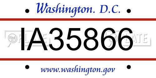 IA35866 District Of Columbia License Plate