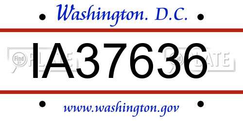 IA37636 District Of Columbia License Plate