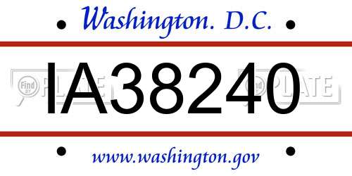 IA38240 District Of Columbia License Plate
