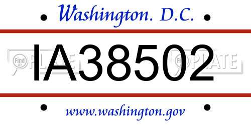 IA38502 District Of Columbia License Plate